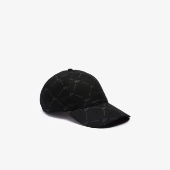 Lacoste LIVE Monogram Printed Cotton Cap Dámské - Čepice Černé | CZ-FURHWj